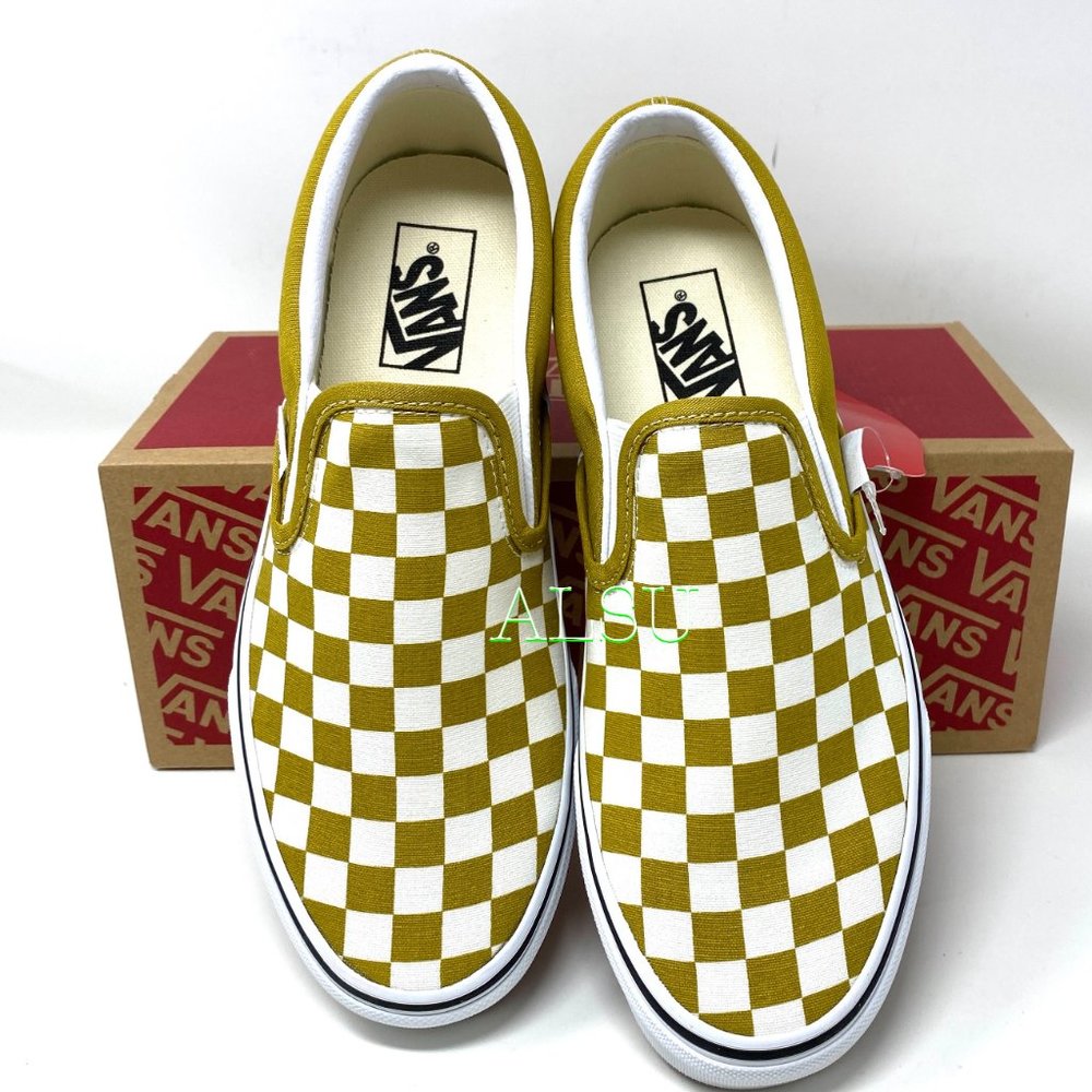 VANS Classic Slip On Checkerboard Olive Oil Sneakers Men's Size VN0A4U381GI - Picture 3 of 10